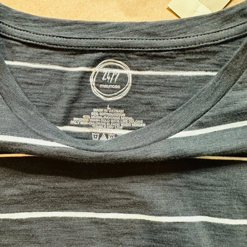 Maurices Blue and White Flutter Sleeve Tee - Picture 2 of 4
